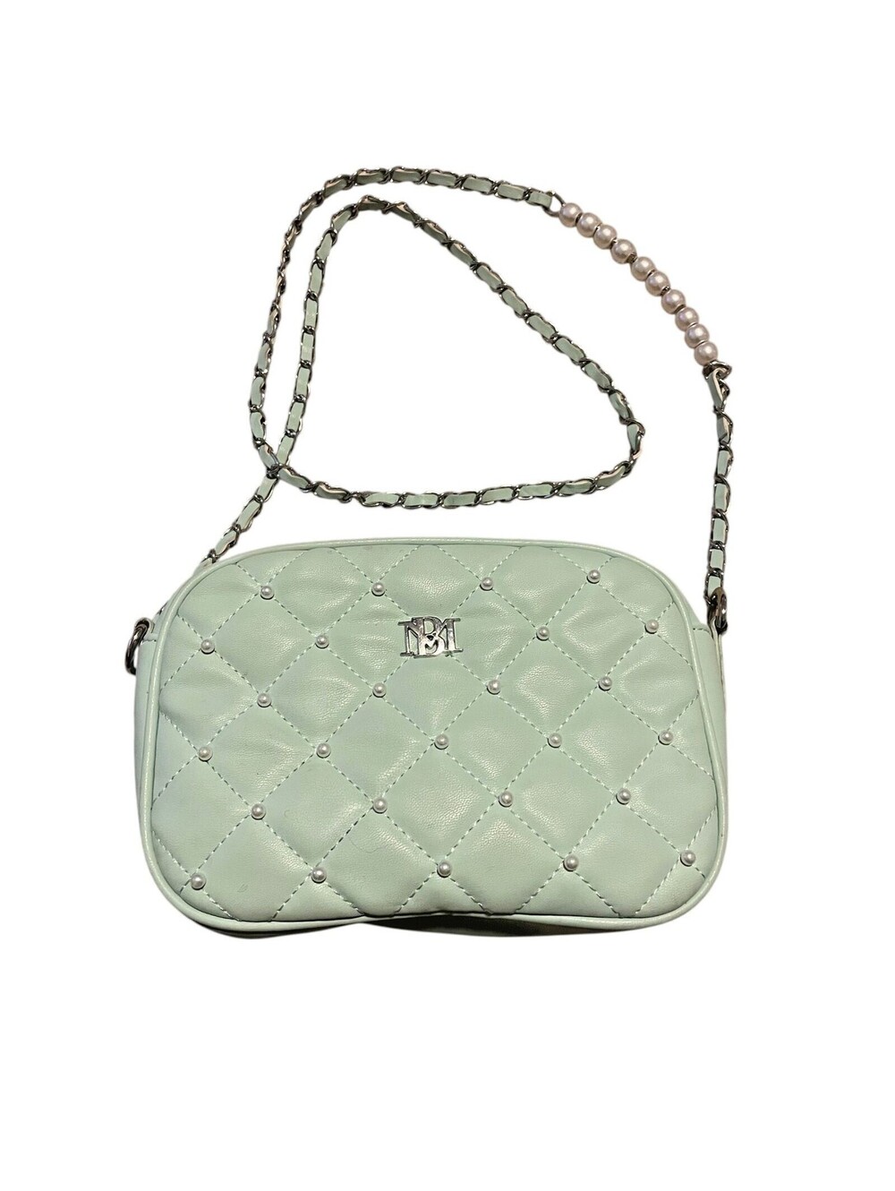 NWT Badgley Mishka Diamond Quilted Full Flap Cross-body Bag w/ Pearls Purse